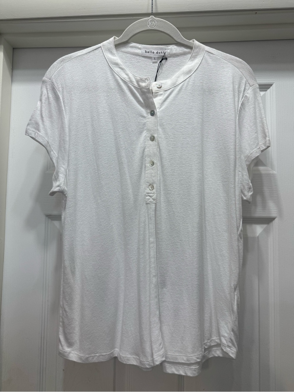 Bella Dahl White Short Sleeve Henley Tee
